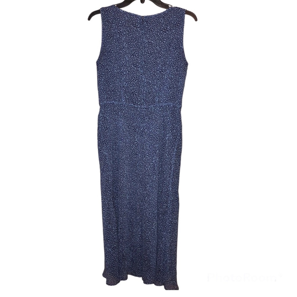 Talbots 100% Silk Ditsy Floral Sleeveless Midi Dress Blue 8 Petite - Picture 2 of 5
